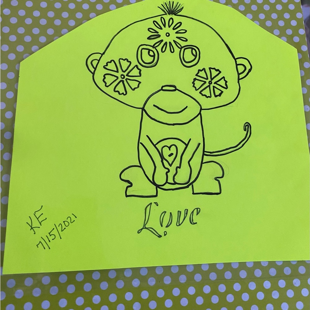 Love Brand Neon Green Monkey Illustration